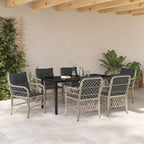 Conjunto de Comedor de Jardín 7 pcs Gris Claro ratán sintético
