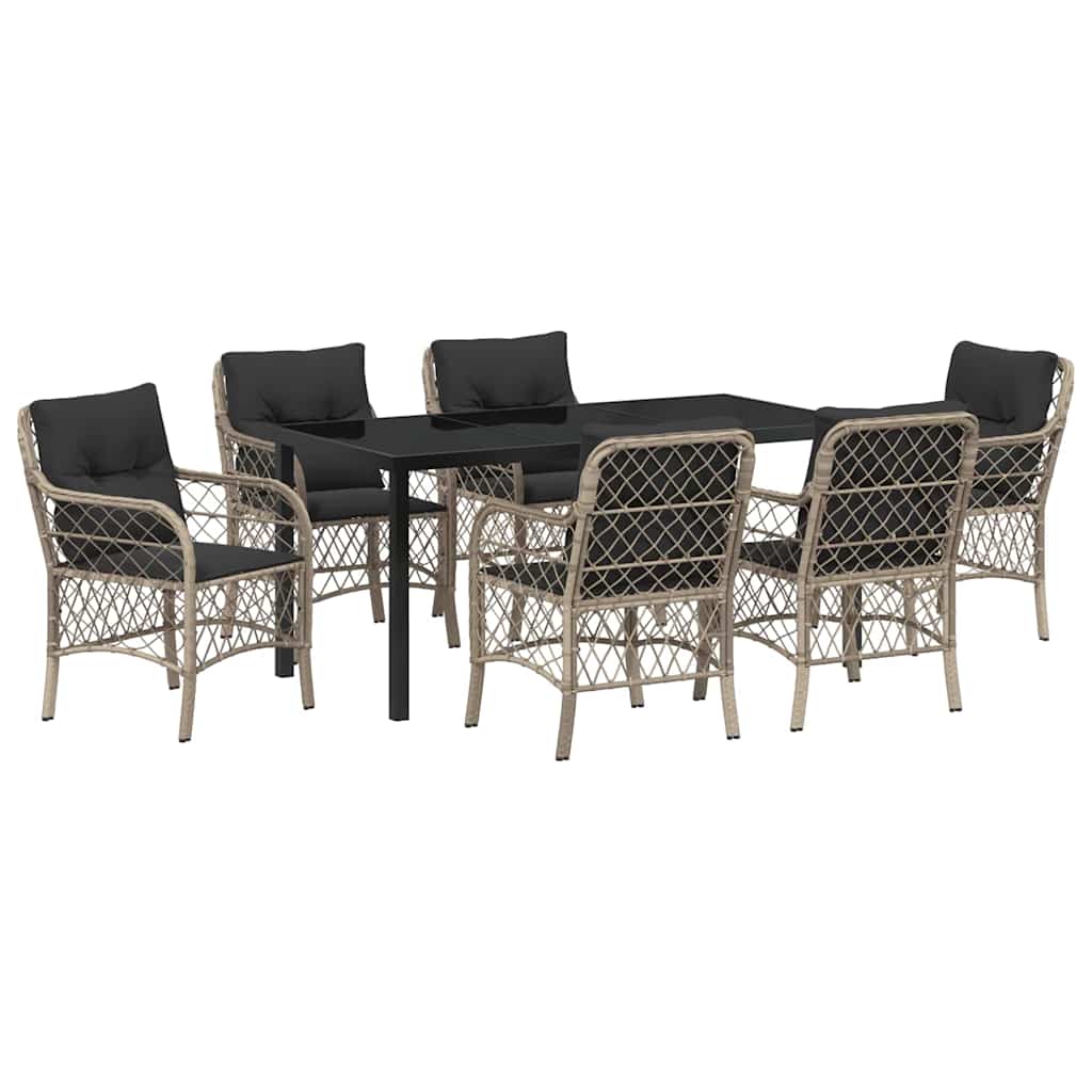 Conjunto de Comedor de Jardín 7 pcs Gris Claro ratán sintético