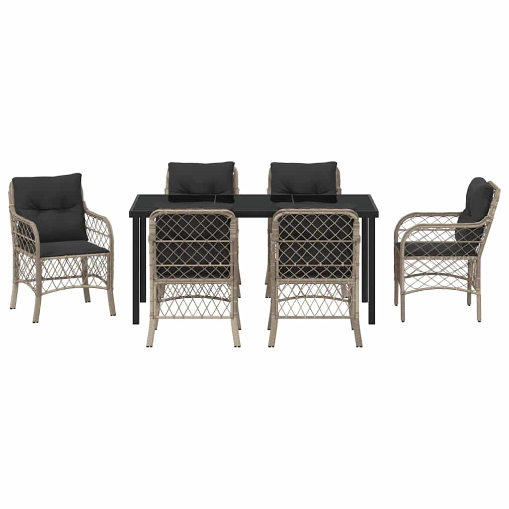 Conjunto de Comedor de Jardín 7 pcs Gris Claro ratán sintético