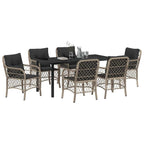 Conjunto de Comedor de Jardín 7 pcs Gris Claro ratán sintético