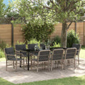 Conjunto de Comedor de Jardín 9 pcs Gris Claro ratán sintético