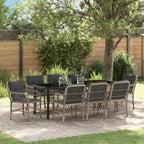 Conjunto de Comedor de Jardín 9 pcs Gris Claro ratán sintético