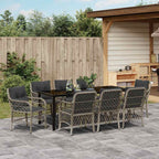 Conjunto de Comedor de Jardín 9 pcs Gris Claro ratán sintético