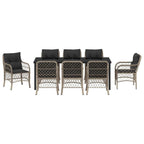 Conjunto de Comedor de Jardín 9 pcs Gris Claro ratán sintético