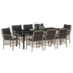 Conjunto de Comedor de Jardín 9 pcs Gris Claro ratán sintético