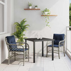 Conjunto de Comedor de Jardín 3 pcs Gris y Negro Ratán