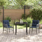 Conjunto de Comedor de Jardín 3 pcs Gris y Negro Ratán