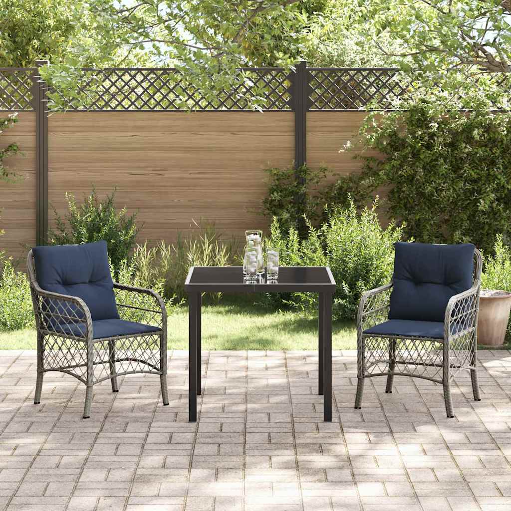 Conjunto de Comedor de Jardín 3 pcs Gris y Negro Ratán
