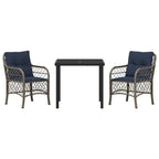 Conjunto de Comedor de Jardín 3 pcs Gris y Negro Ratán