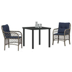 Conjunto de Comedor de Jardín 3 pcs Gris y Negro Ratán