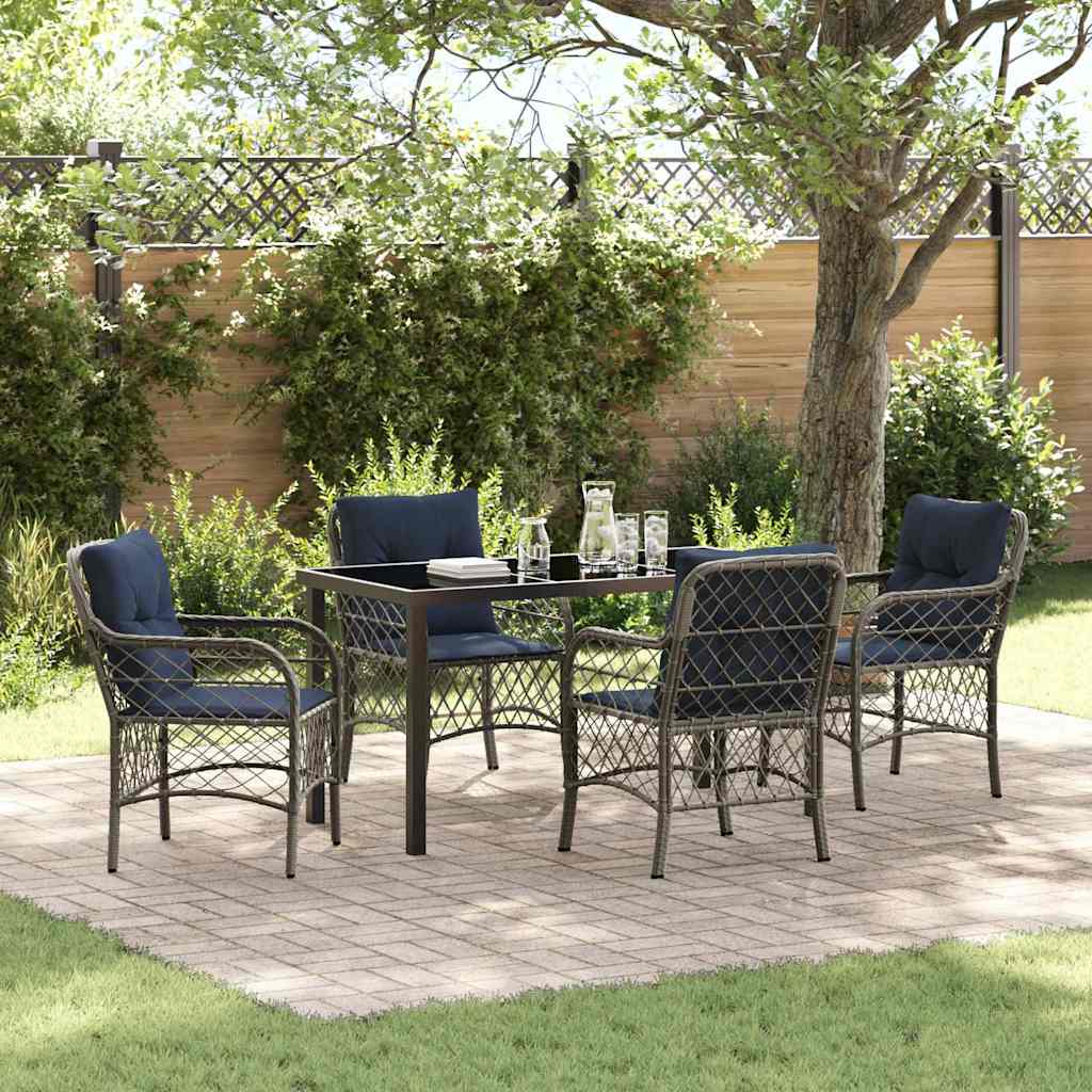 3-Piece Garden Dining Set Gray and Black Rattan