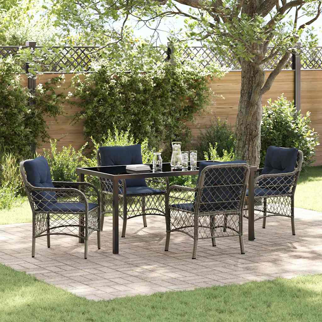 3-Piece Garden Dining Set Gray and Black Rattan