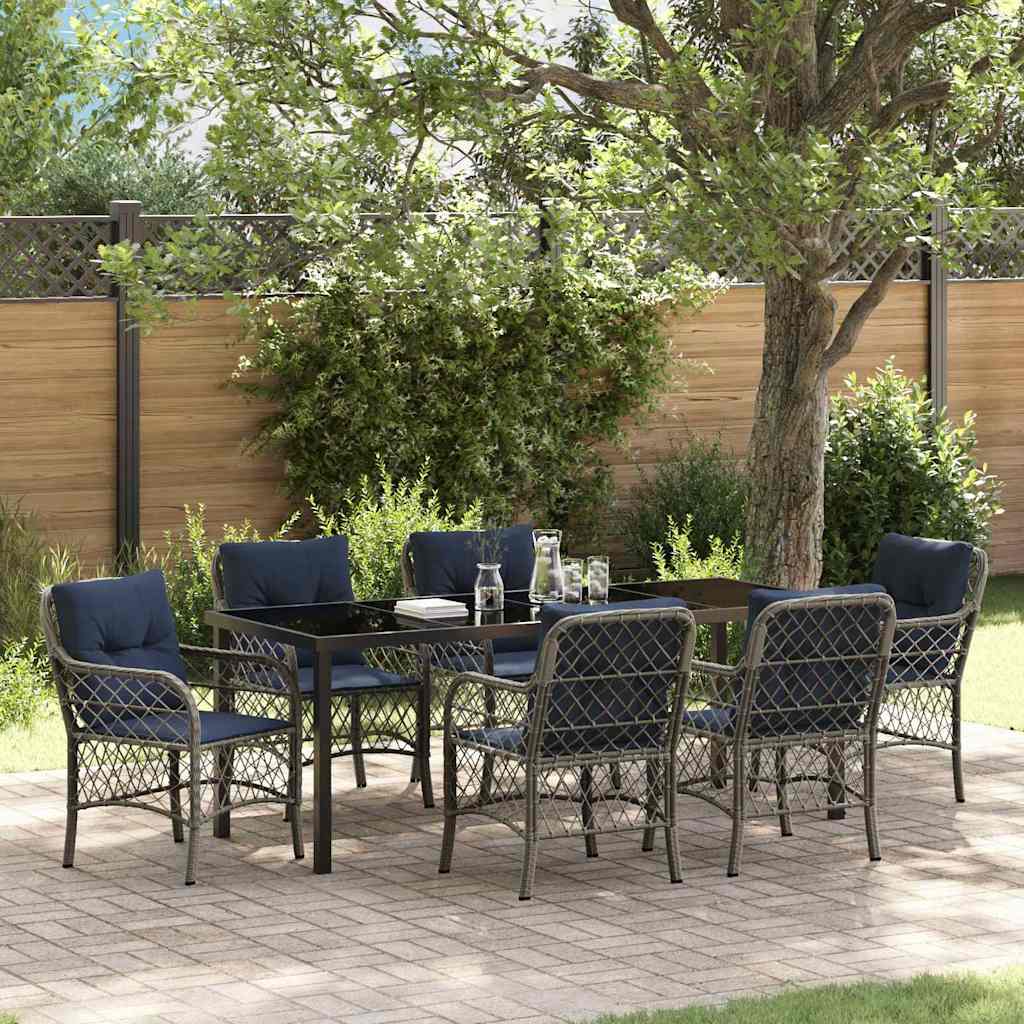 3-Piece Garden Dining Set Gray and Black Rattan