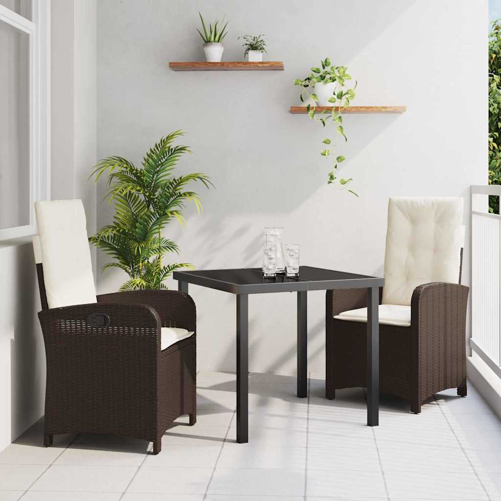 Conjunto de Comedor de Jardín 3 pcs Beige ratán sintético
