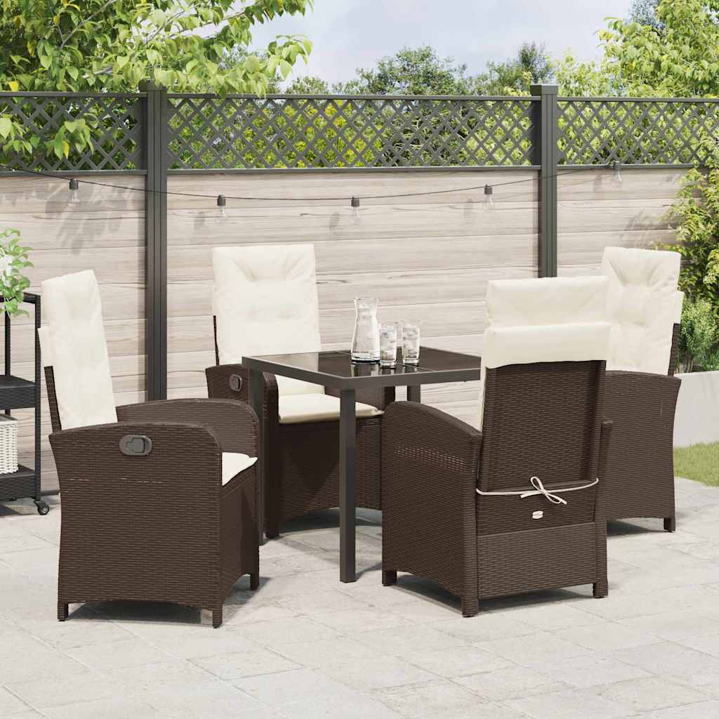 Conjunto de Comedor de Jardín 5 pcs Marrón ratán sintético