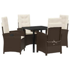 Conjunto de Comedor de Jardín 5 pcs Marrón ratán sintético