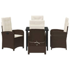 Conjunto de Comedor de Jardín 5 pcs Marrón ratán sintético