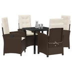 Conjunto de Comedor de Jardín 5 pcs Marrón ratán sintético