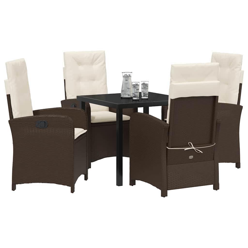 Conjunto de Comedor de Jardín 5 pcs Marrón ratán sintético