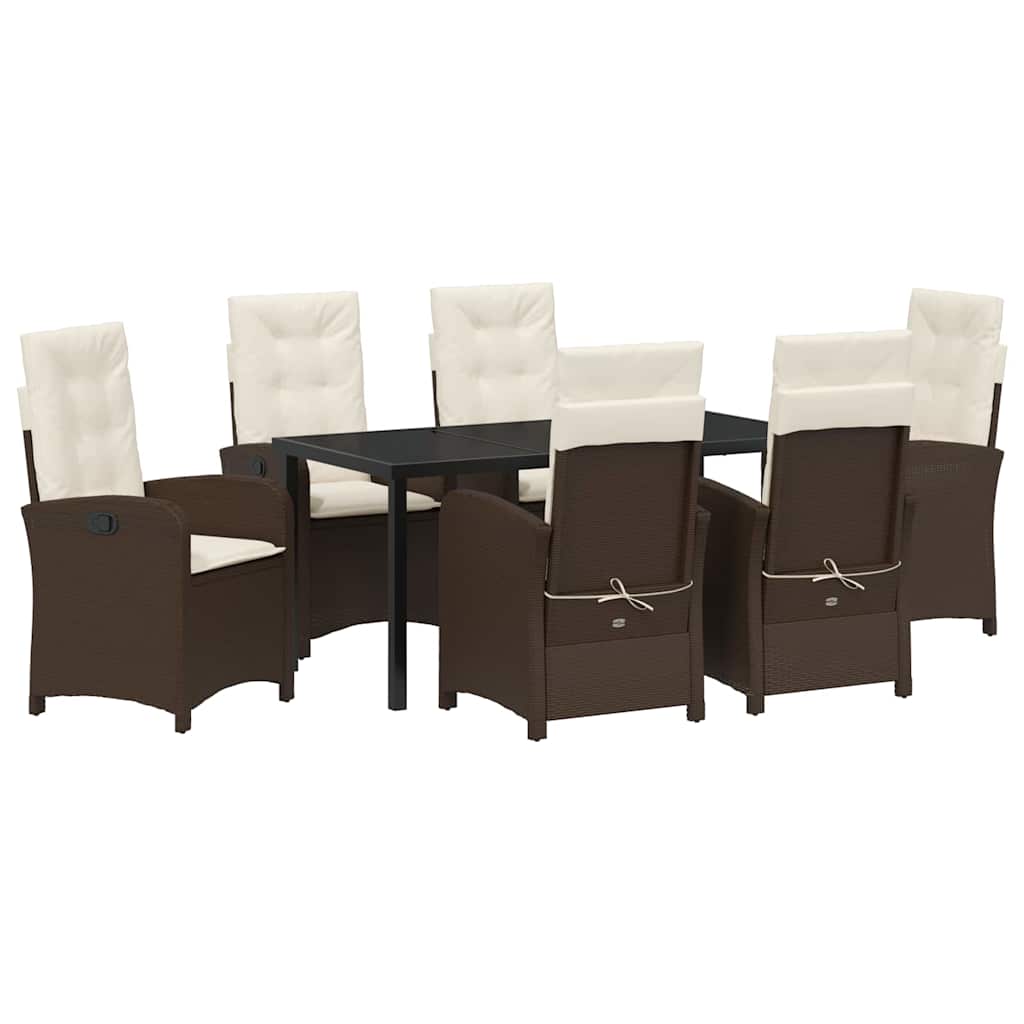 Conjunto de Comedor de Jardín 7 pcs Marrón ratán sintético