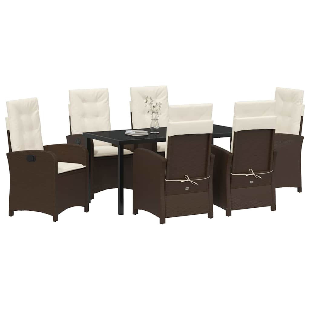 Conjunto de Comedor de Jardín 7 pcs Marrón ratán sintético