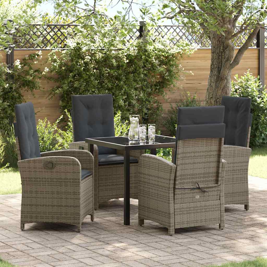 Conjunto de Comedor de Jardín 5 pcs Gris Claro ratán sintético