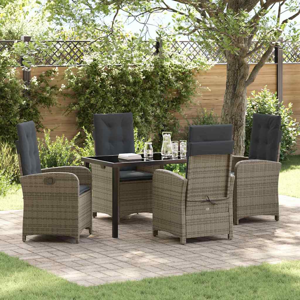 Conjunto de Comedor de Jardín 5 pcs Gris Claro ratán sintético