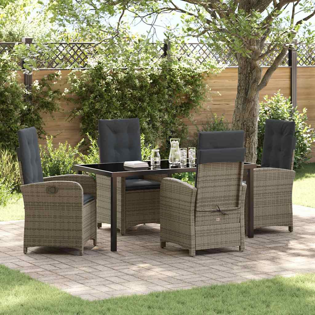 Conjunto de Comedor de Jardín 5 pcs Gris Claro ratán sintético