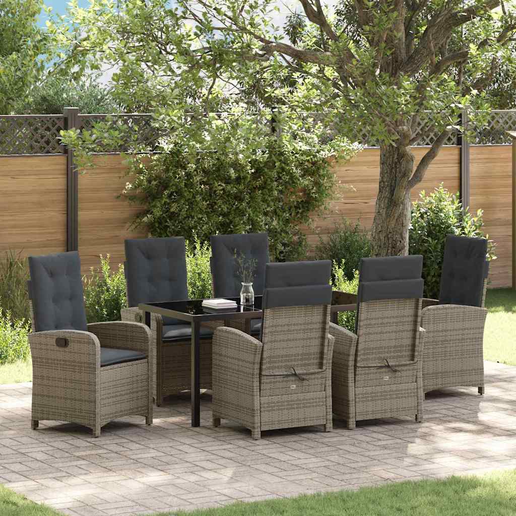 Conjunto de Comedor de Jardín 7 pcs Gris Claro ratán sintético