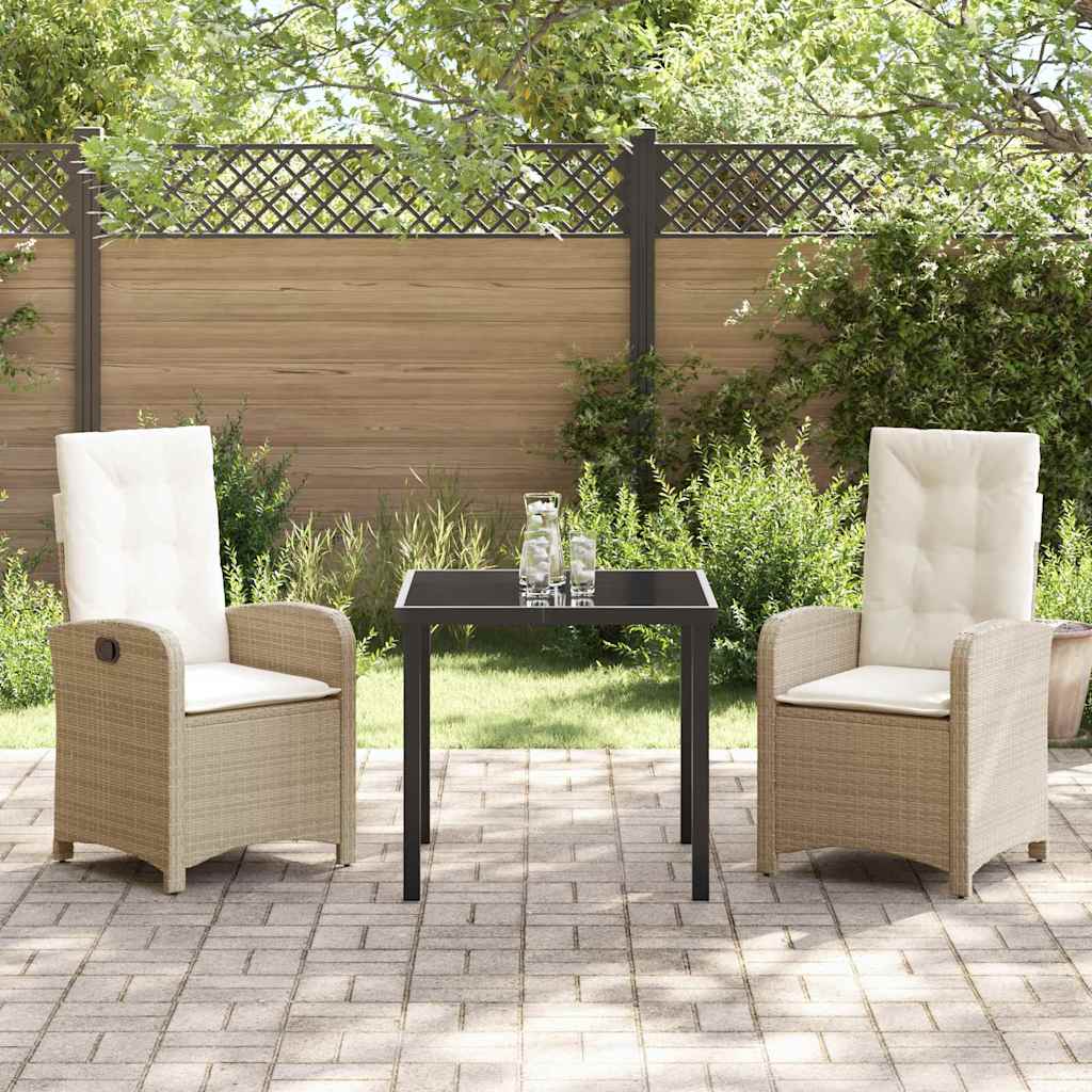 Conjunto de Comedor de Jardín 3 pcs Beige ratán sintético