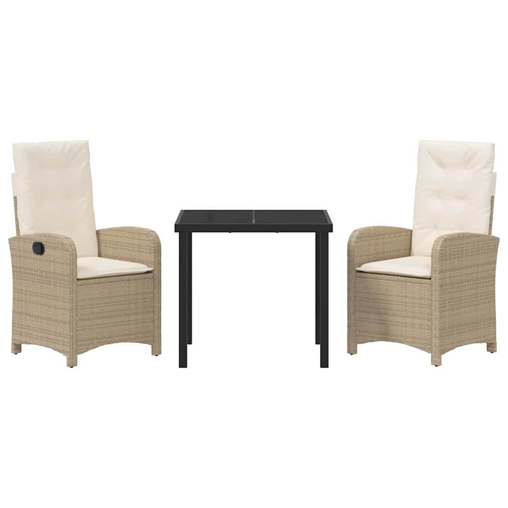 Conjunto de Comedor de Jardín 3 pcs Beige ratán sintético