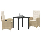 Conjunto de Comedor de Jardín 3 pcs Beige ratán sintético