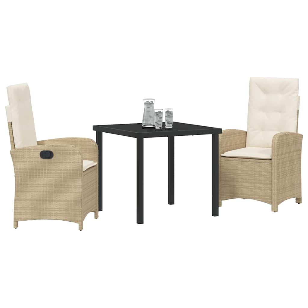 Conjunto de Comedor de Jardín 3 pcs Beige ratán sintético