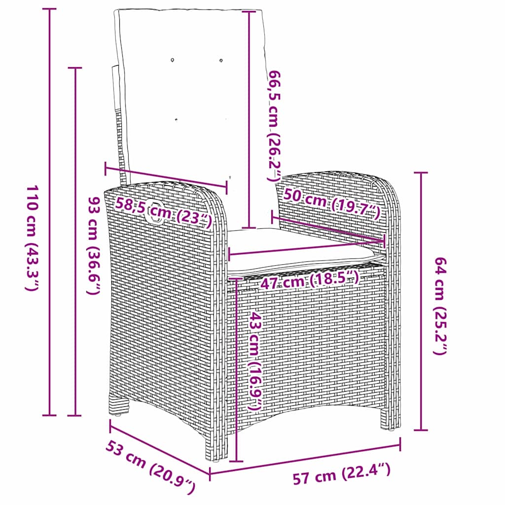Conjunto de Comedor de Jardín 3 pcs Beige ratán sintético