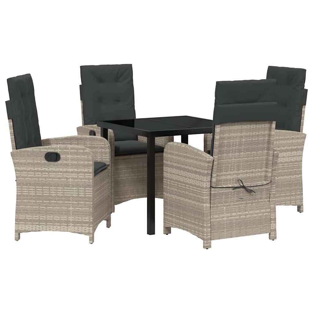 Conjunto de Comedor de Jardín 5 pcs Gris Claro ratán sintético
