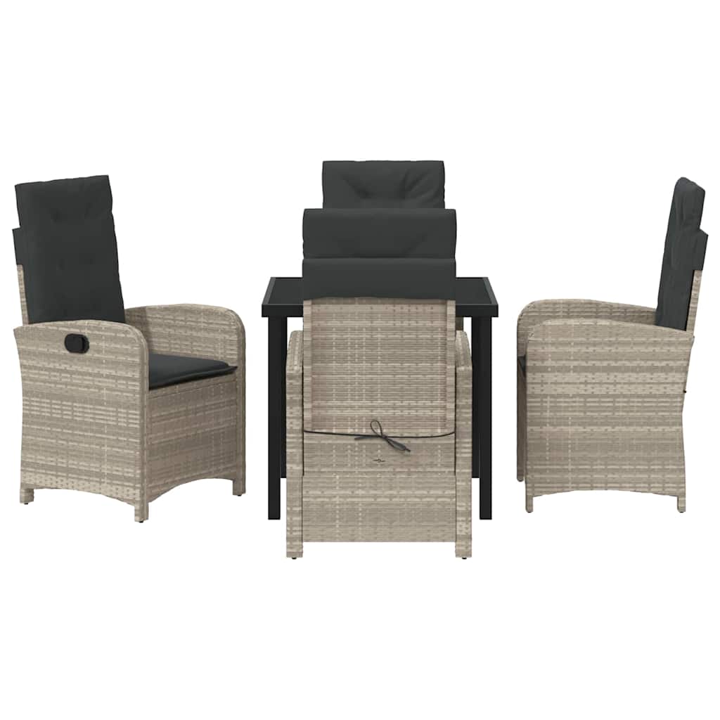 Conjunto de Comedor de Jardín 5 pcs Gris Claro ratán sintético