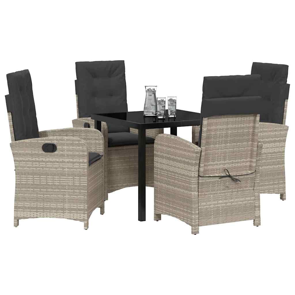 Conjunto de Comedor de Jardín 5 pcs Gris Claro ratán sintético