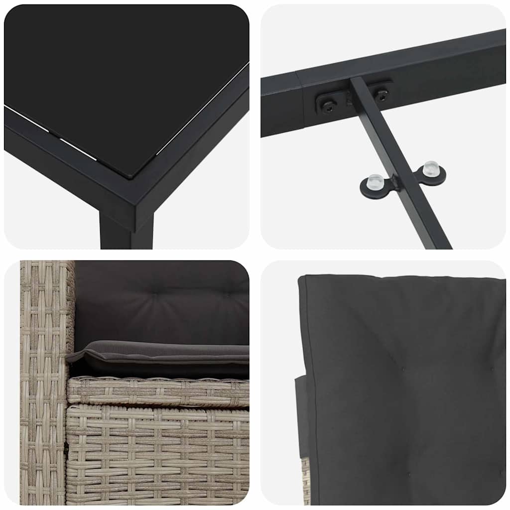 Conjunto de Comedor de Jardín 7 pcs Gris Claro ratán sintético