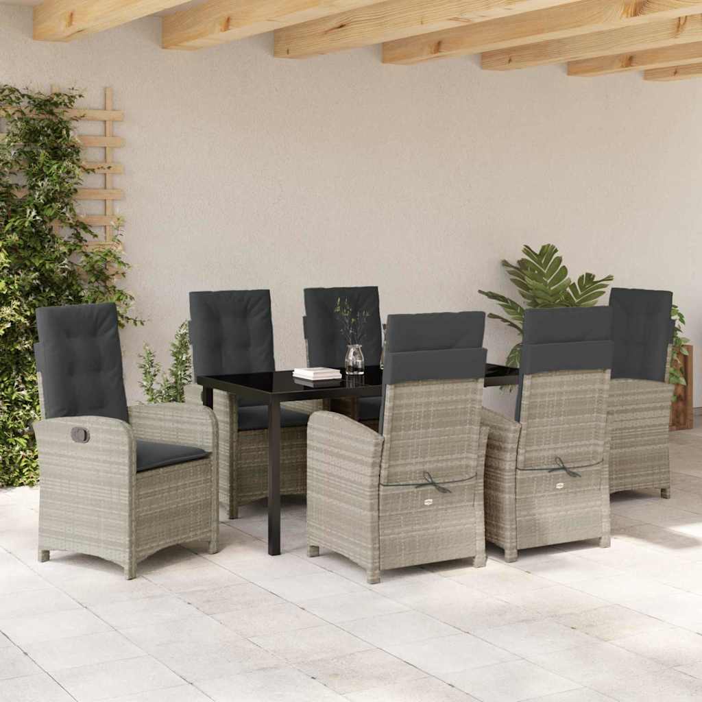 Conjunto de Comedor de Jardín 7 pcs Gris Claro ratán sintético