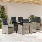 Conjunto de Comedor de Jardín 7 pcs Gris Claro ratán sintético