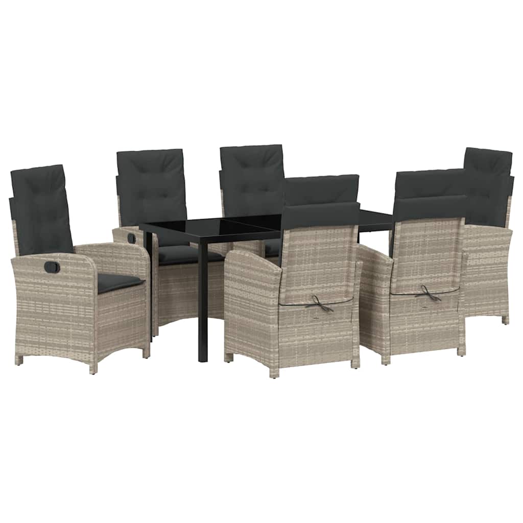 Conjunto de Comedor de Jardín 7 pcs Gris Claro ratán sintético