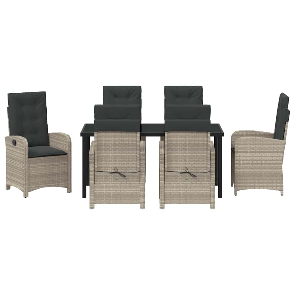 Conjunto de Comedor de Jardín 7 pcs Gris Claro ratán sintético