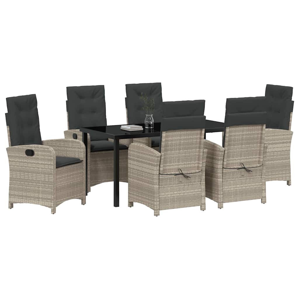 Conjunto de Comedor de Jardín 7 pcs Gris Claro ratán sintético
