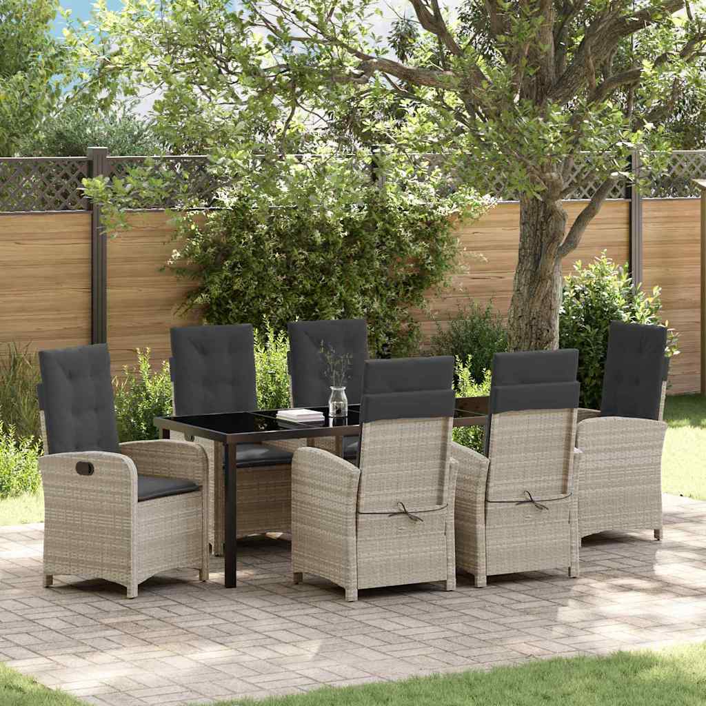 Conjunto de Comedor de Jardín 7 pcs Gris Claro ratán sintético