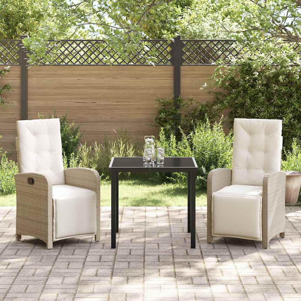 Conjunto de Comedor de Jardín 3 pcs Beige ratán sintético
