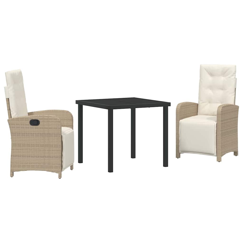 Conjunto de Comedor de Jardín 3 pcs Beige ratán sintético