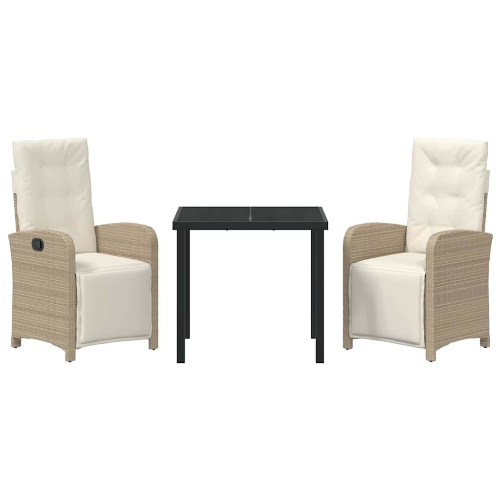 Conjunto de Comedor de Jardín 3 pcs Beige ratán sintético
