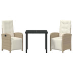 Conjunto de Comedor de Jardín 3 pcs Beige ratán sintético