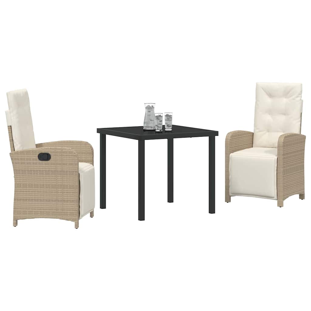 Conjunto de Comedor de Jardín 3 pcs Beige ratán sintético