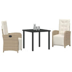 Conjunto de Comedor de Jardín 3 pcs Beige ratán sintético